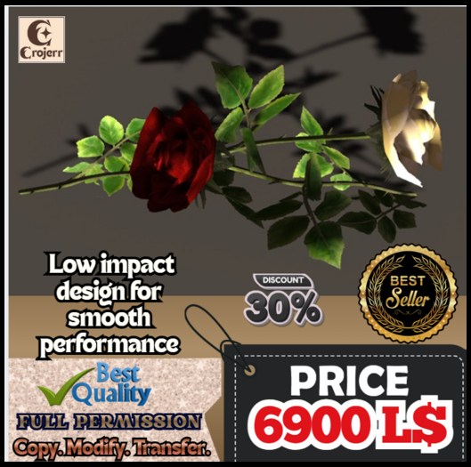 Single Roses ~ Full Perm Mesh Plant