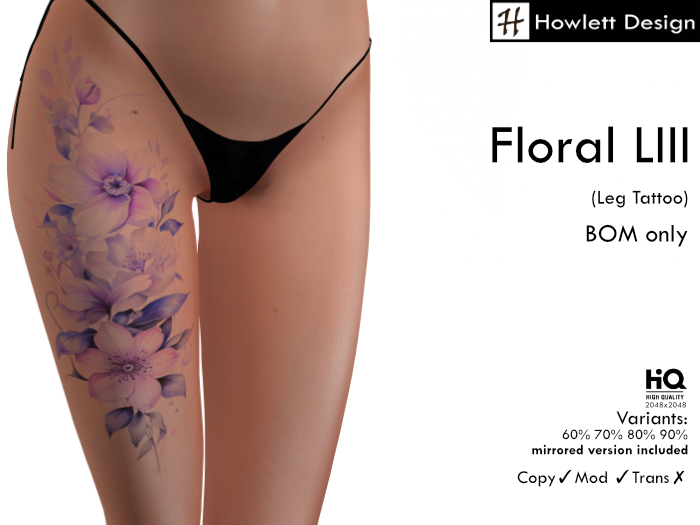 [HDesign] Floral LIII (Leg Tattoo)