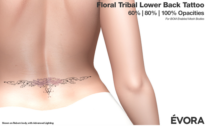 EVORA - Floral Tribal Lower Back Tattoo