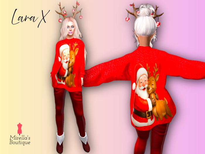 Red Santa and Rudolph outfit for Lara X