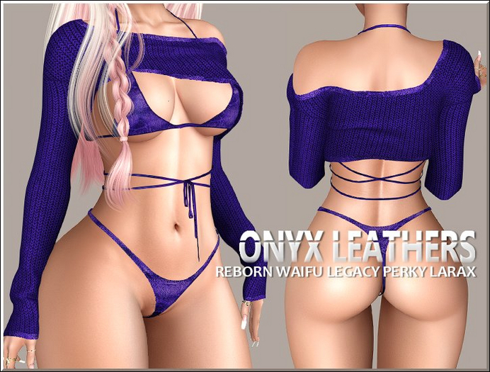 Purple Ribbed Pullover with Matching Bikini