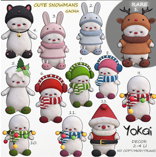 1.YOKAI - Cute Snowmans - Deer Snowman RARE