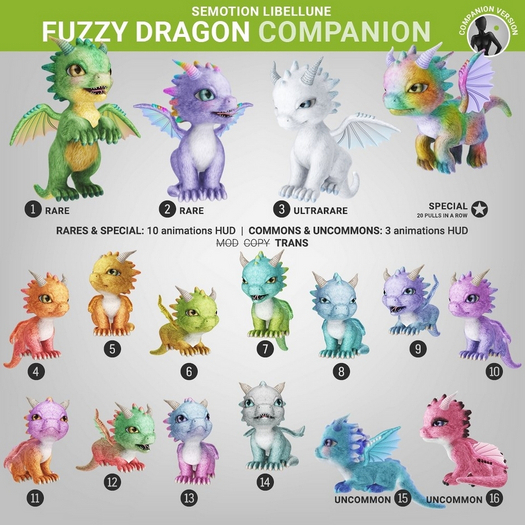 SEmotion Libellune Fuzzy Dragon XS Companion RARE 02
