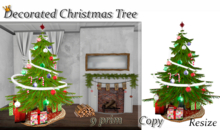 Classic Decorated Christmas Tree w/ Gifts - Low Prim (9) - Copy/Resize