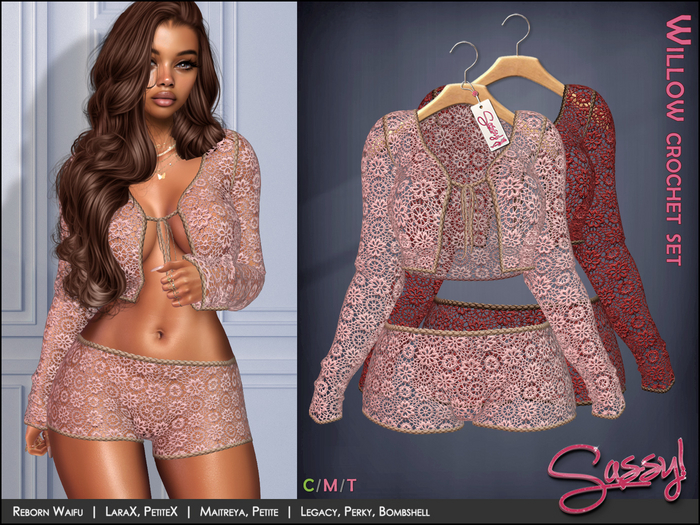 ~Sassy!~ Willow crochet set - pink/red
