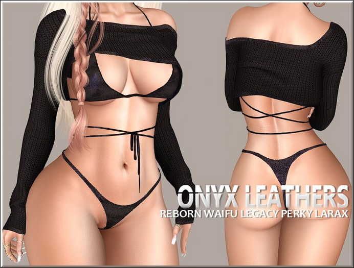 Brown Ribbed Pullover with Matching Bikini