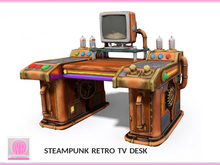 Steampunk Retro TV Desk Gamer Style DECOR 