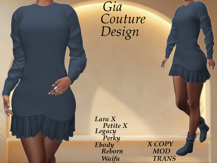 "GCD" Reece Sweater N Skirt Outfit Blue