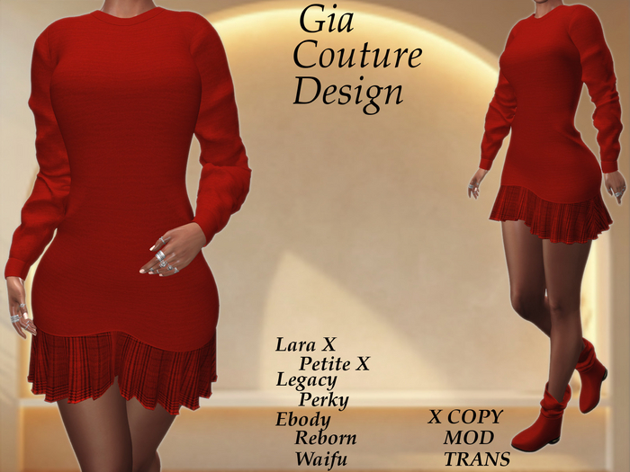"GCD" Reece Sweater N Skirt Outfit Red