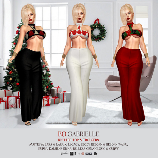 BQ::Gabrielle Knitted Top:: Gray & Red 