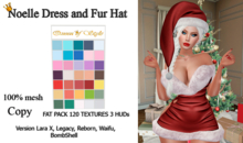 Noelle Christmas Dress & Hat - Fatpack (120 Textures) - LaraX/Legacy/Reborn