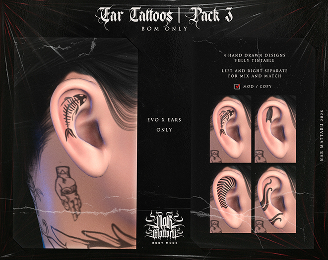 /NAR/ Ear Tattoos Pack #3 /EVO X