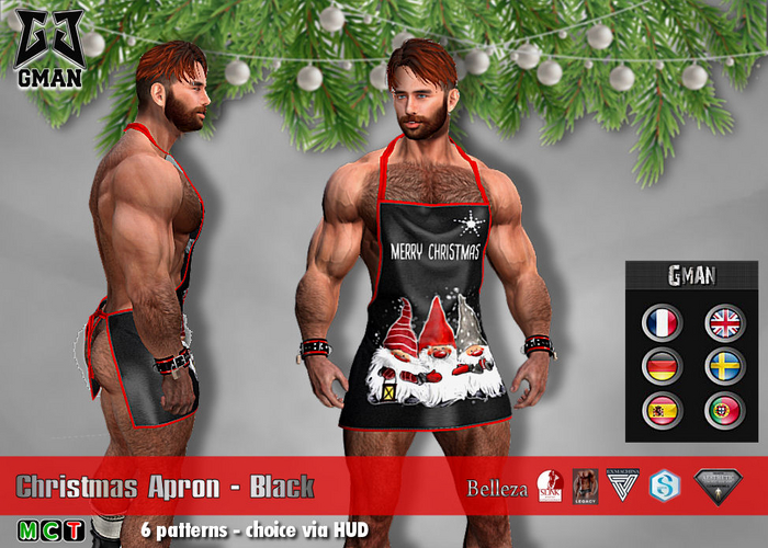 [GMan] CH - Christmas Apron (Black)_MAV