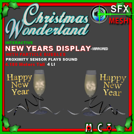 Happy New Year Champagne Display Mirrored Set