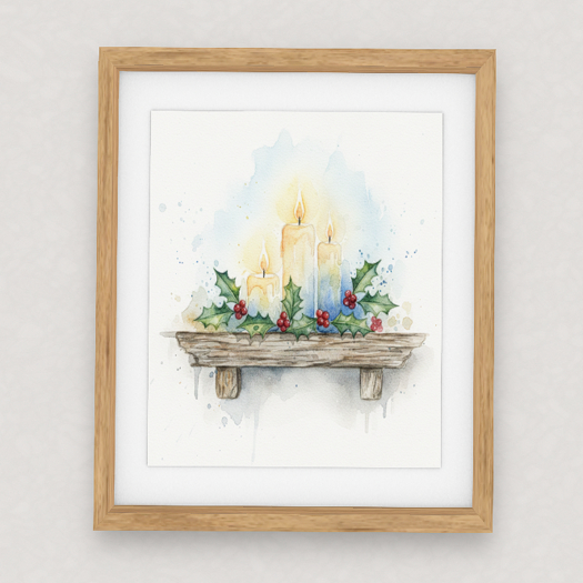 WwL Silent Night Candles Matted Frame