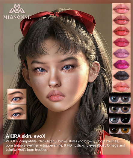 Second Life Marketplace - [Mignonne] Akira skin. evoX FATPACK