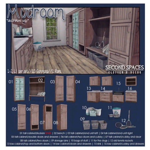 Second Spaces - Mudroom Full Set inc RARE