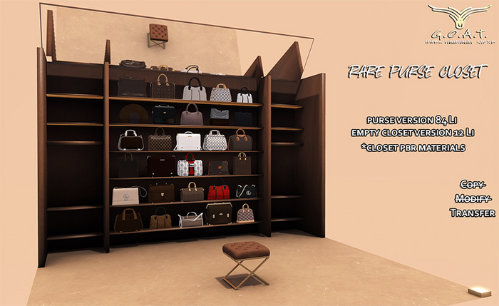 A VERY RARE PURSE CLOSET - Limited Quantities 