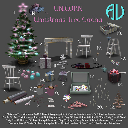 01 AV - UNICORN Christmas Tree - RARE