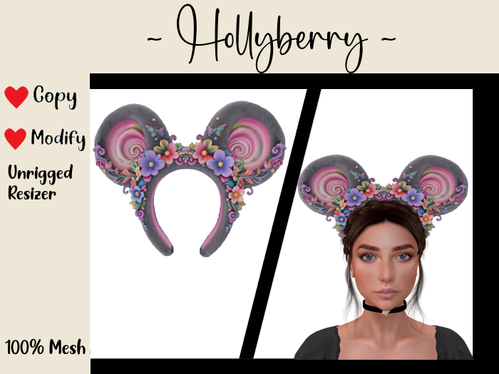 HB: Floral Mouse Ears Headband