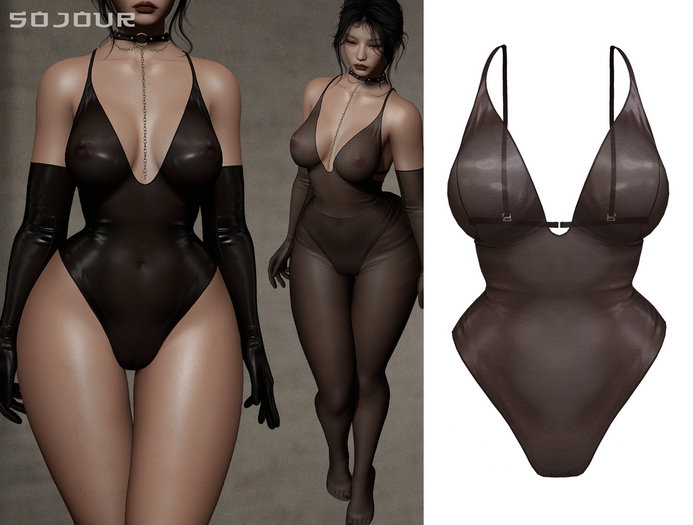 SOJOUR - Dafne sheer bodysuit - dark