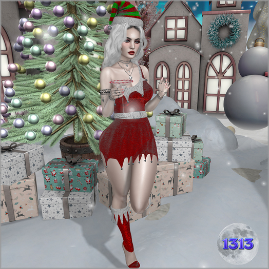 (*<*) 1313 Glam Elf Set / Outfit - Merry Red (maitreya)