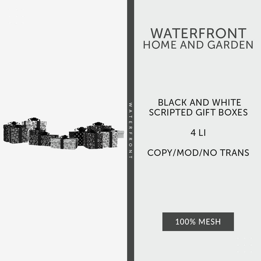 ♥ Waterfront Black & White Gift Boxes Scripted ♥