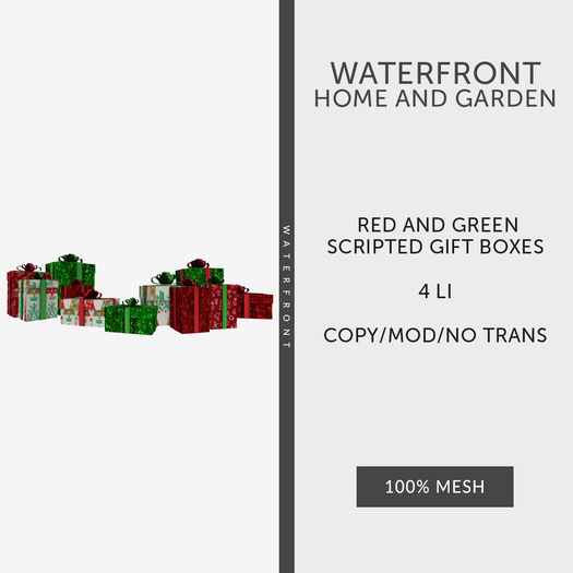 ♥ Waterfront Red and Green Gift Boxes Scripted ♥