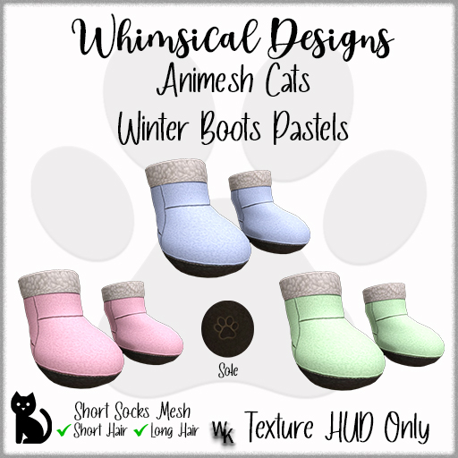 WD Cat Winter Boots Pastels