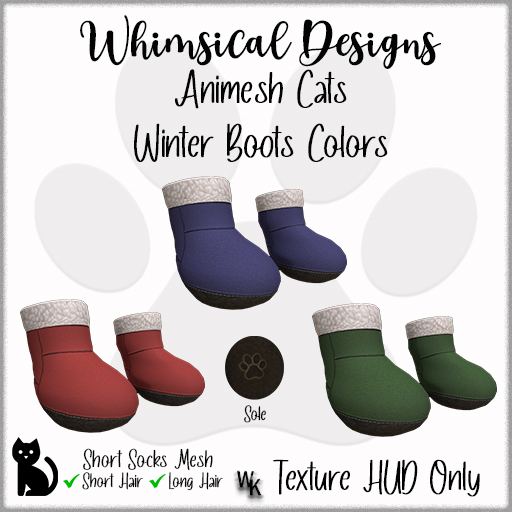 WD Cat Winter Boots Colors