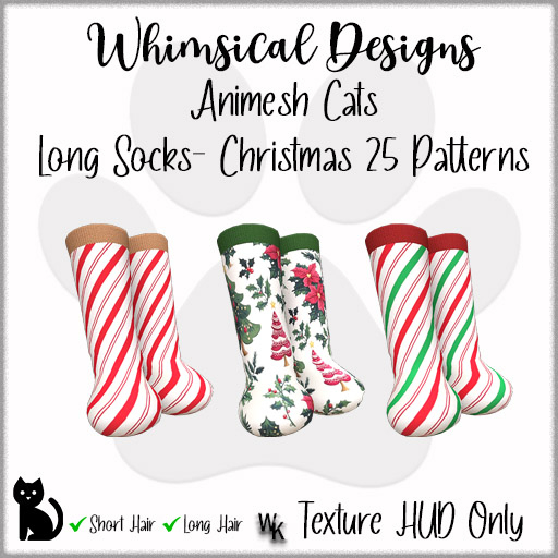 WD Cat Long Socks Christmas 25 Patterns