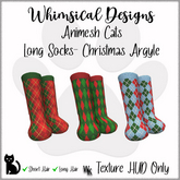 WD Cat Long Socks Christmas Argyle