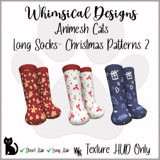 WD Cat Long Socks Christmas Patterns 2