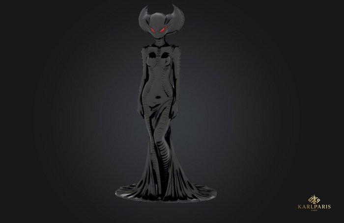 Dark Demon Maiden Statue – Sinister Gothic Fantasy Sculpture Decor