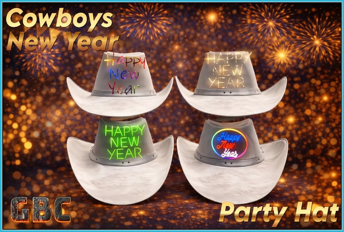 GBC-Cowboys New Year Hat- White Fur Fatpack 