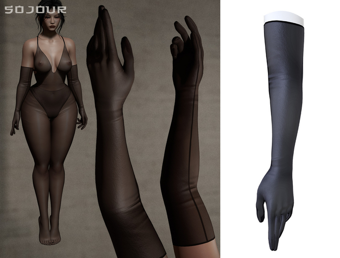 SOJOUR - Dafne sheer gloves - crow