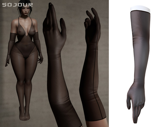 SOJOUR - Dafne sheer gloves - dark