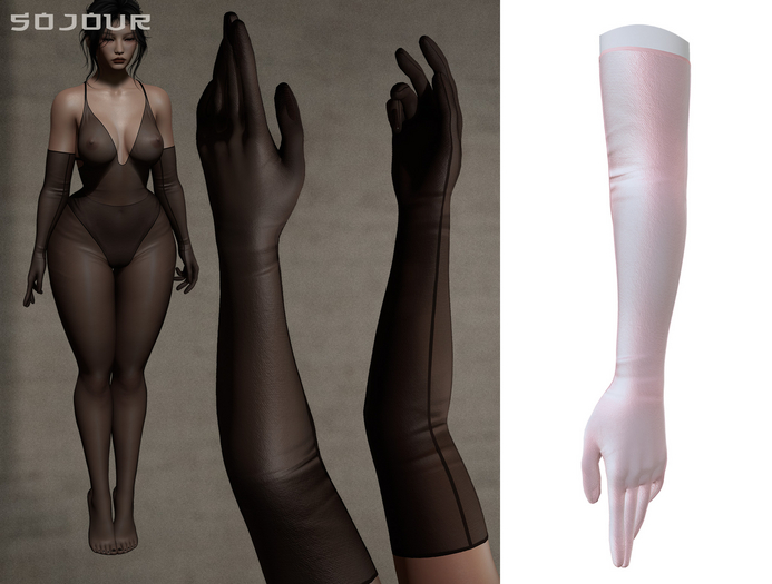 SOJOUR - Dafne sheer gloves - pink