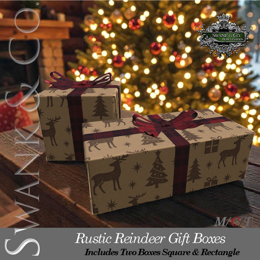 Swank & Co. Rustic Reindeer  Christmas Gift Boxes 