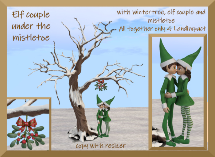 Elf couple under the tree with mistletoe VB