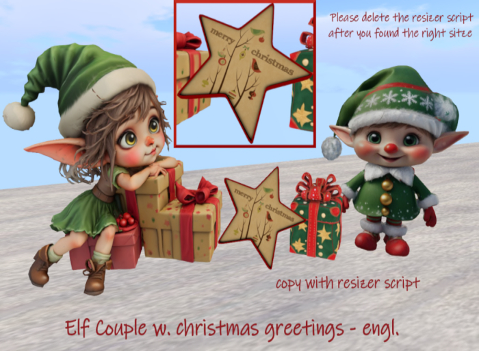 C.M.D.- Elf couple Merry Christmas Greetings NEW VB