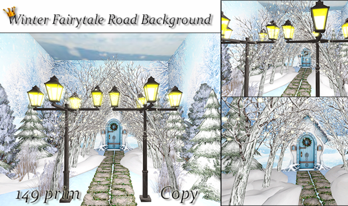 Winter Fairytale Road Background