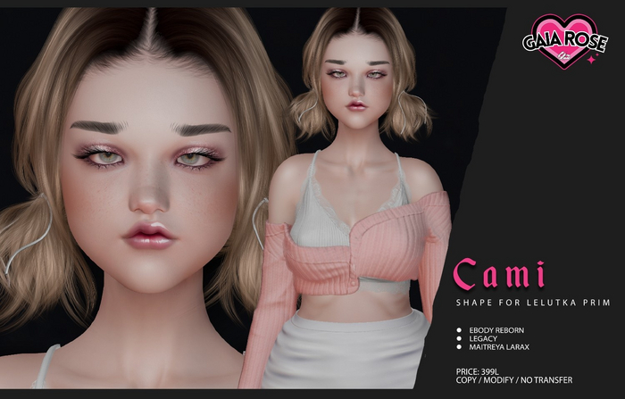 Gaia Rose // Cami Shape for Lelutka Prim