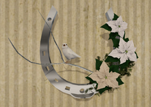 White Poinsettia on a Silver Horseshoe 4LI each