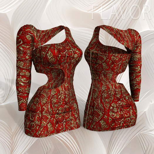 Red Gold Cocktails Dress LARAX