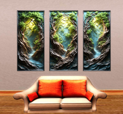 Green Landscape Wall Sticker with Tryptic Frame 2