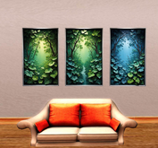  Green Landscape Wall Sticker with Tryptic Frame 4