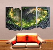  Green Landscape Wall Sticker with Tryptic Frame 5