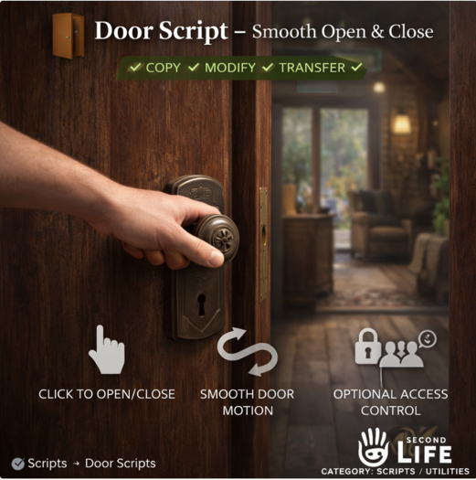 Second Life Marketplace - Door Script – Smooth Open & Close System