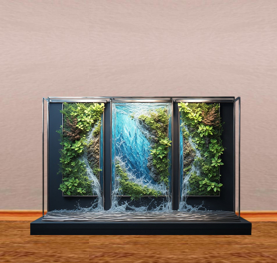 Green Landscape Wall Sticker with Tryptic Frame 6